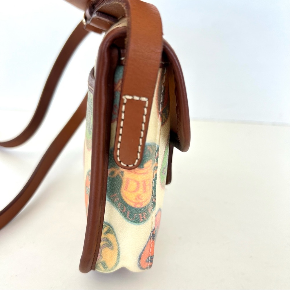 Dooney & Bourke Multicolor Coded Canvas Brown Lea… - image 4